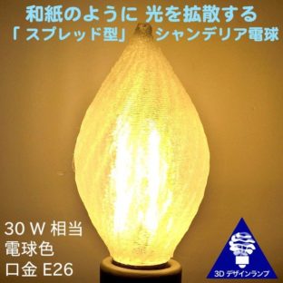 各種の和紙風の口金 E17 3D デザイン・シャンデリア電球　おしゃれな きらめき　きらめく LED 電球