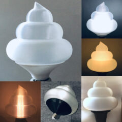 うんこ形の電球の特注に新開発のプログラムによるモデリングで応じた