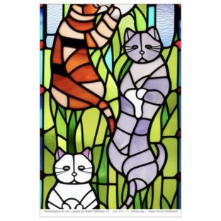 AIアート絵はがき「猫のステンドグラス」オリジナル・ポストカード キャットアート 絵葉書